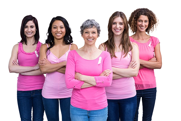 group of women wearing pink